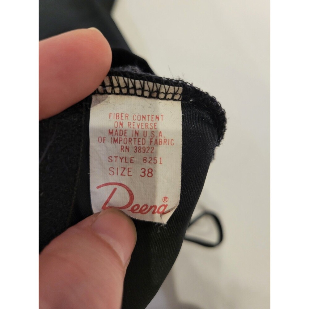 Vintage Deena Satin Cami Tag 38 Fits Like Medium Black Spaghetti Strap Pleated - Picture 6 of 9